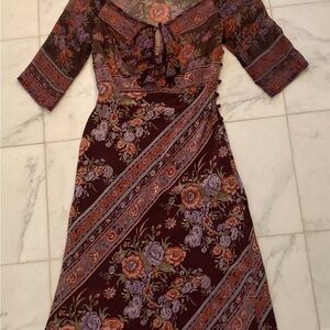 Plenty by Tracy Reese Burgundy Floral Midi Dress